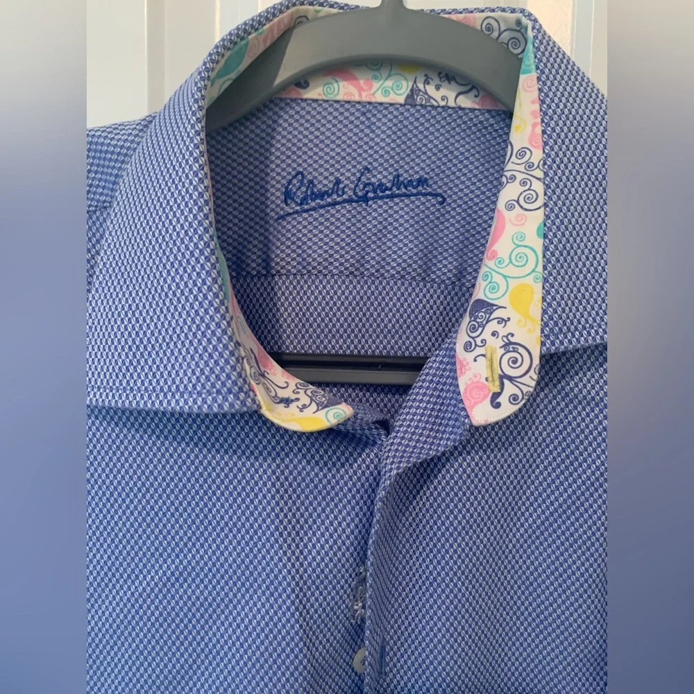 Robert Graham 16.5 blue dress shirt. - Picture 2 of 4